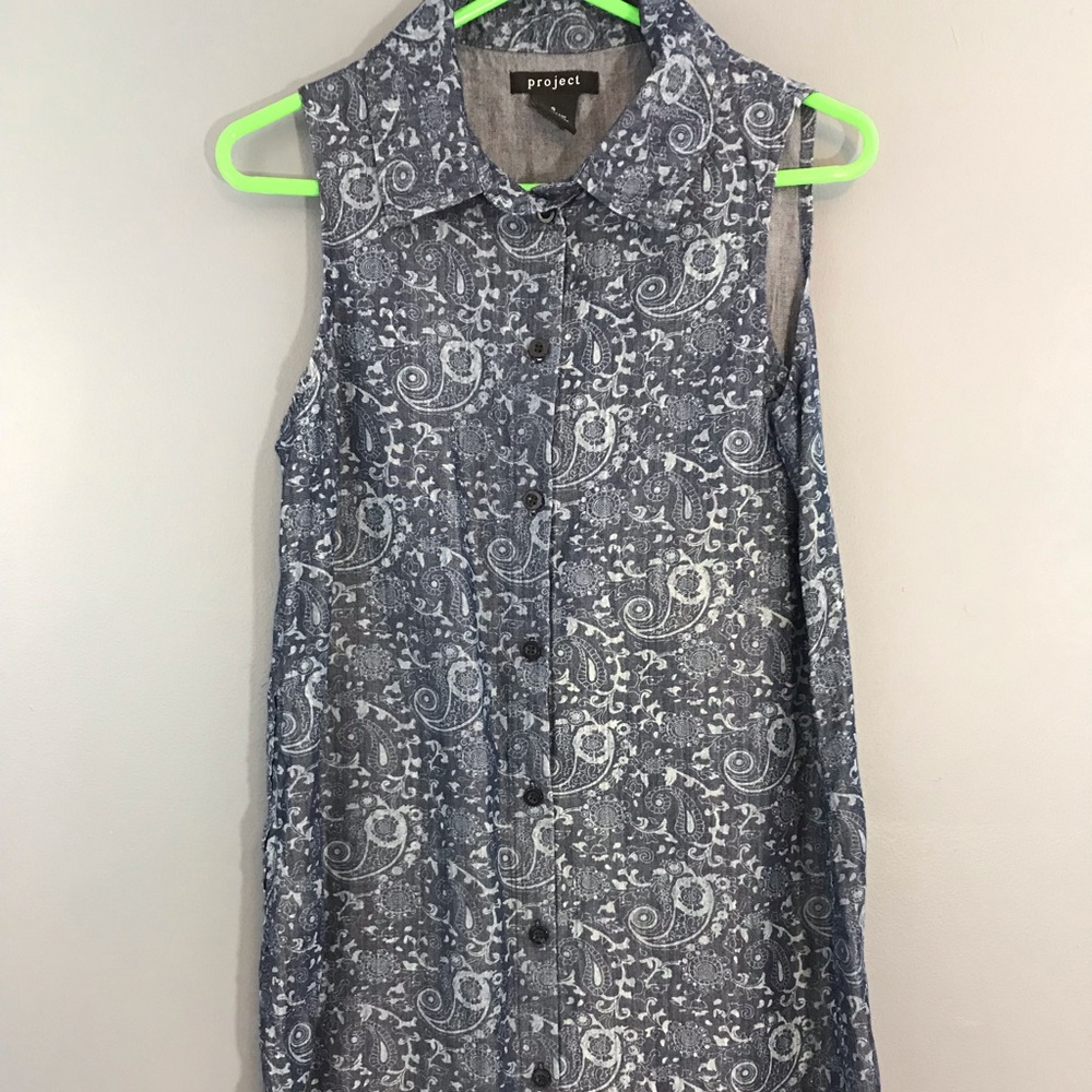 Project Long Indigo/White Sleeveless  Size S